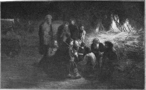 Bönder vid uppläsandet af emancipationsediktet af 1861. Af Mjasojedov.